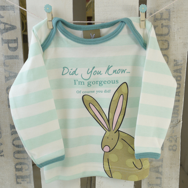 Baby Boy Organic Cotton Tshirt by Rufus Rabbit. A lovely bunny way to