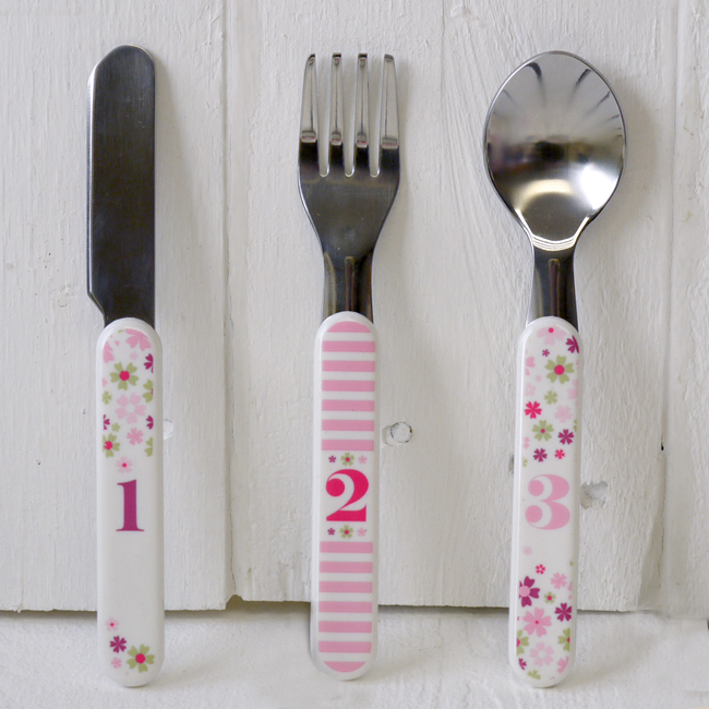 Rufus Rabbit's Baby Girl Cutlery Set. The perfect extra set to be kept